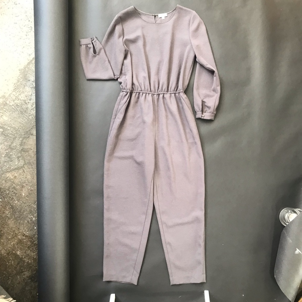 Dove gray Wilfred jumpsuit.